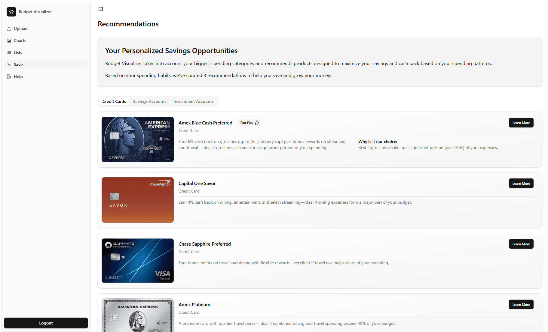 Recommendations demonstration